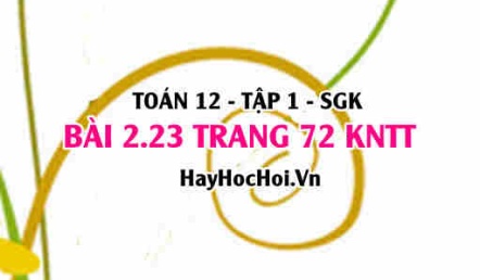 Bài 2.23 trang 72 Toán 12 tập 1 Kết nối tri thức